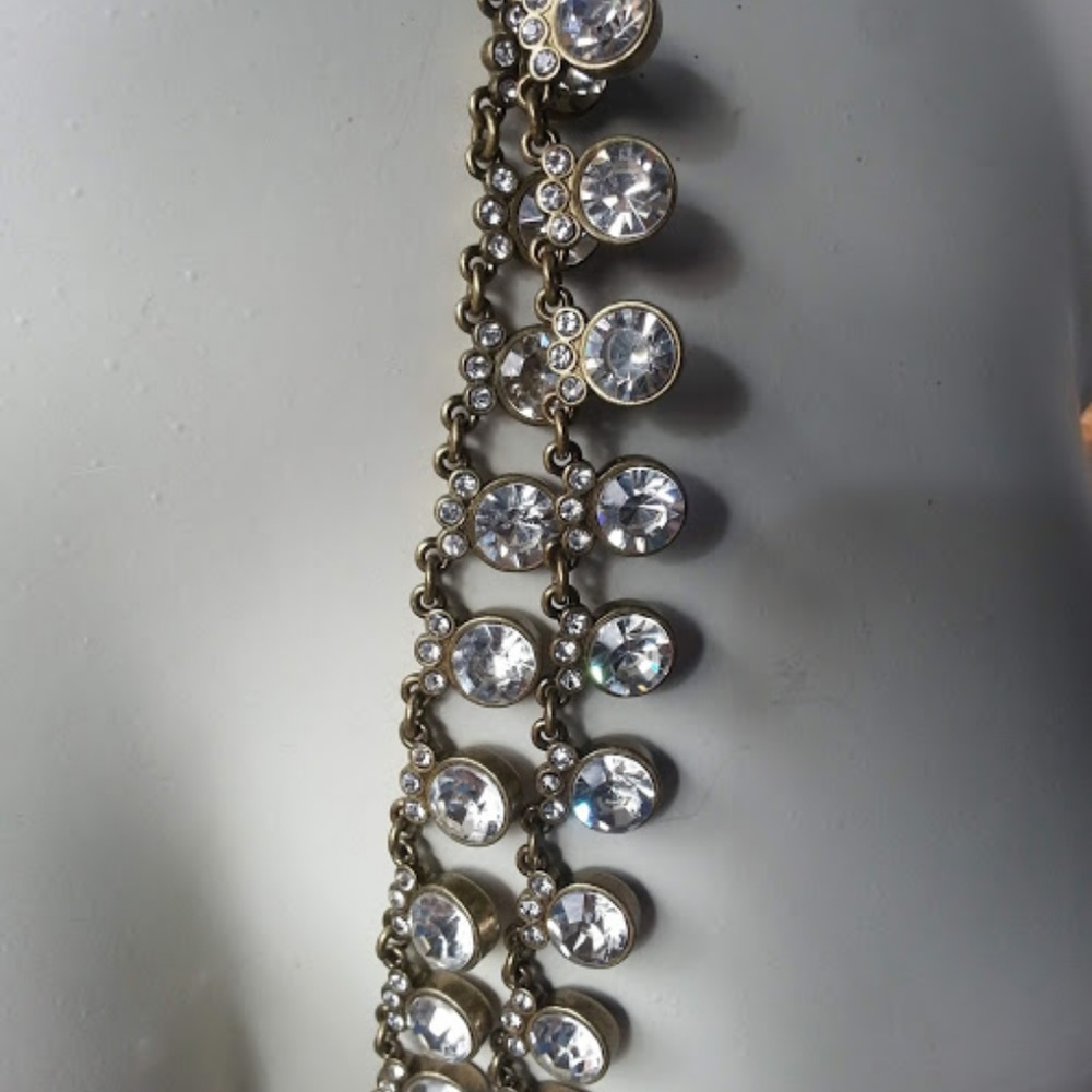 J Crew 2row rhinestone dangle necklace belt NWOT